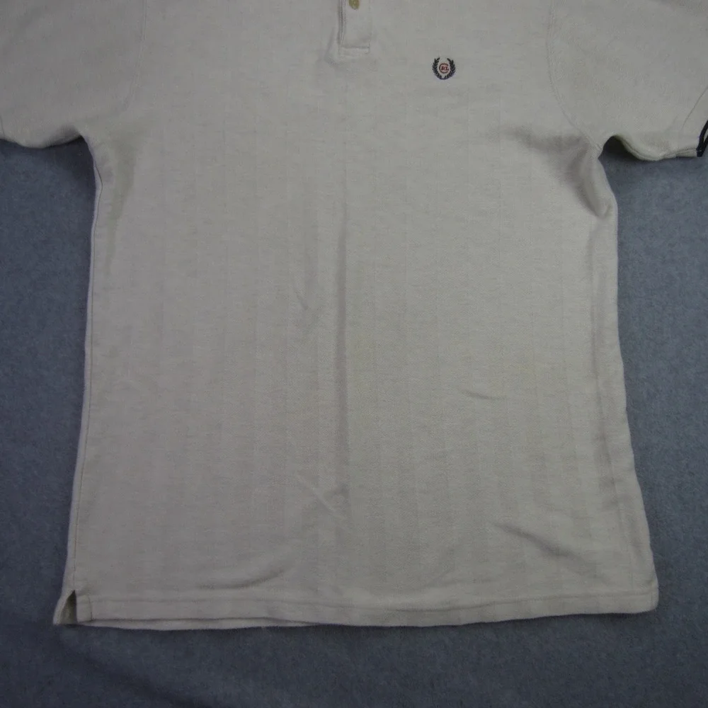 Vtg Chaps Ralph Lauren Polo Shirt Mens Medium Cream Short Sleeve‎ Textured Golf - Picture 5 of 14
